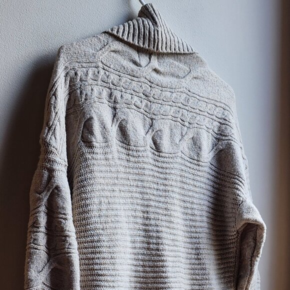 Pink Rose Beige Chunky Cable Knit Angled Open Cardigan Size XL - Picture 11 of 15